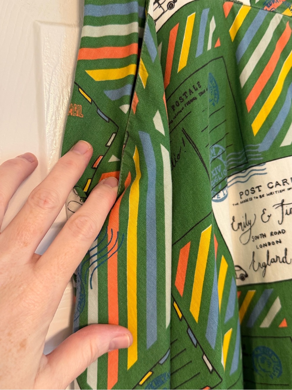 Midi Skirt with Green Postcard Print - Picture 4 of 5